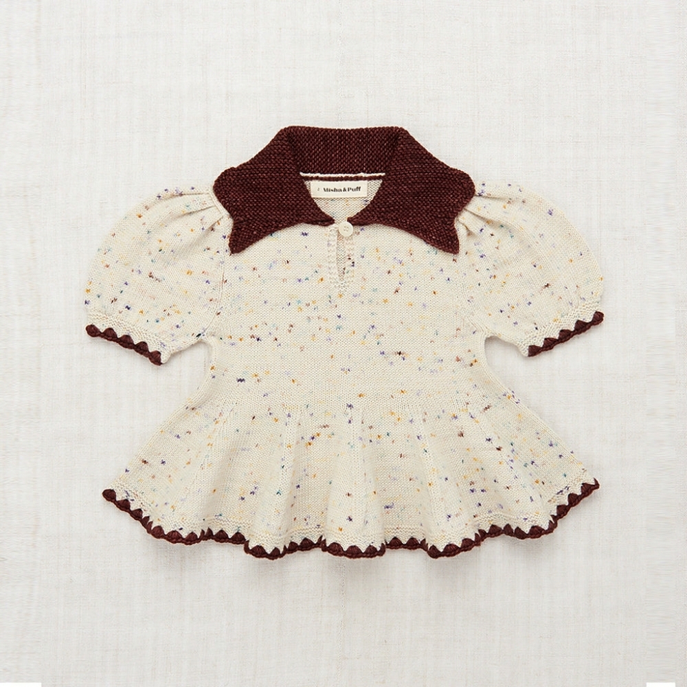 NWT Misha And Puff Crochet Trim Puff Top, "Iris Confetti", Size 4Y
